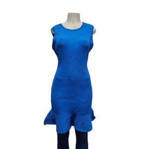 Parker Blue Lynn Ruffle Ribbed Knit‎ Cutout Bodycon Dress Sleeveless